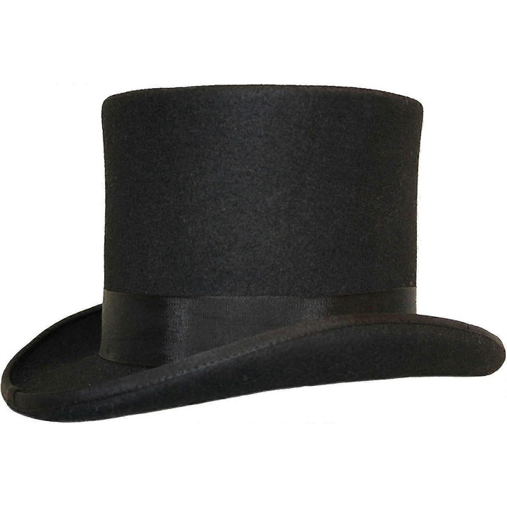 Palarie de tip top hat pentru barbati, neagra, dimensiune unica (54-60cm)