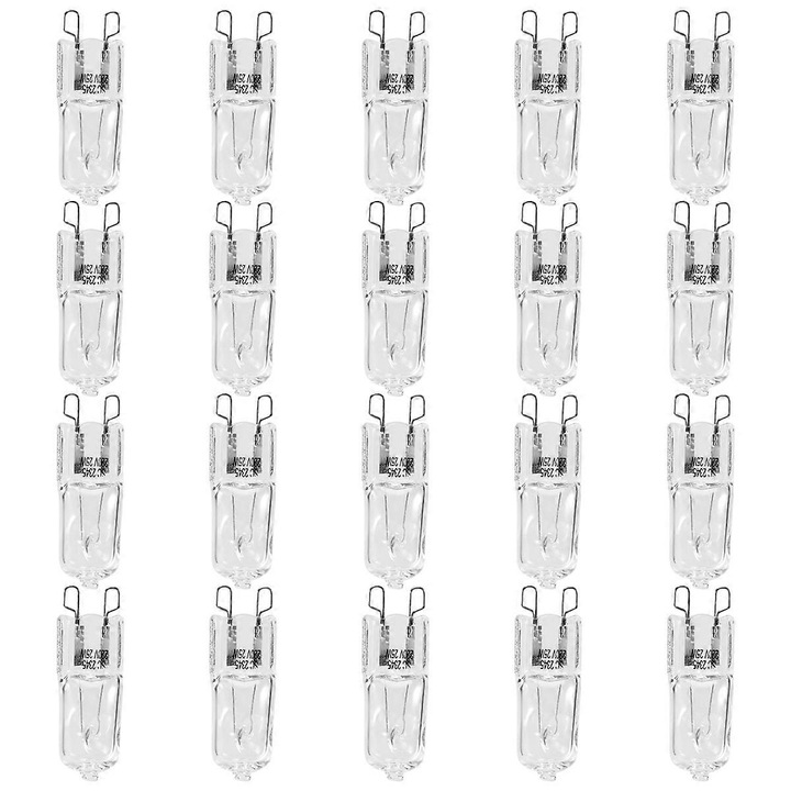 Set 20 becuri halogen G9, 25W, alb cald 2800K, fara flicker, pentru candelabre