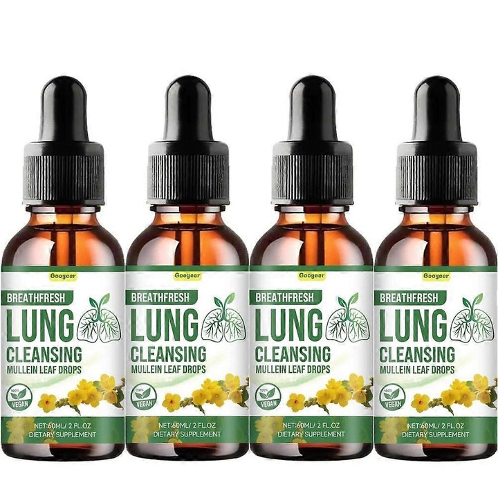 Set 4 Sticle Picături Googeer, Extract Frunze de Mușețel, Detoxifiere Plămâni, Îmbunătățirea Imunității