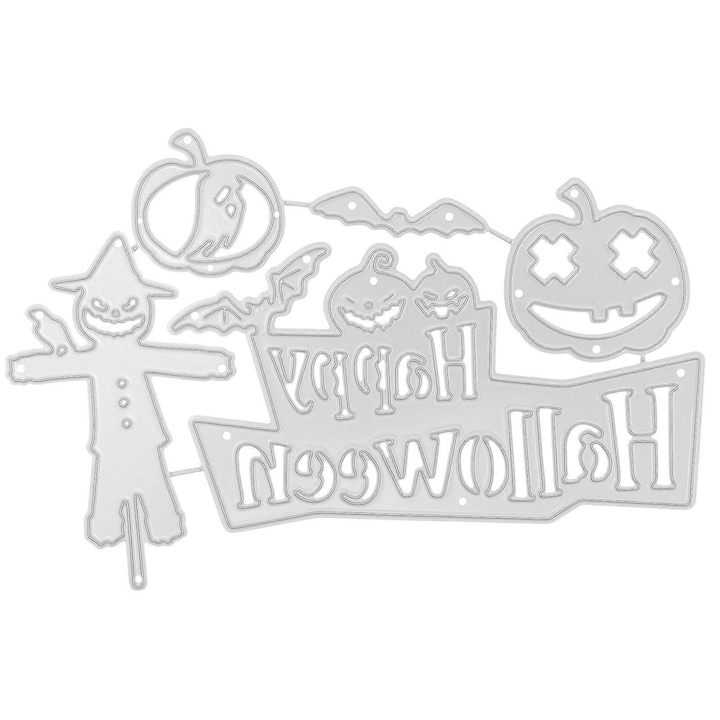 Sablon taiere Halloween, castel, metal, 12x7.7x0.2cm, argintiu