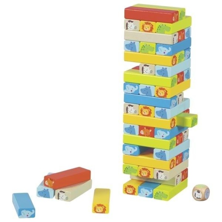 Turn de construit Goki, 55 piese, motive animale, joc educativ