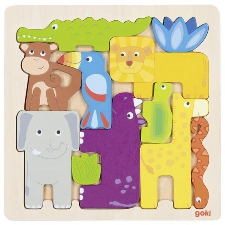 Puzzle Safari 11 elemente, Goki, motive animale, multicolor