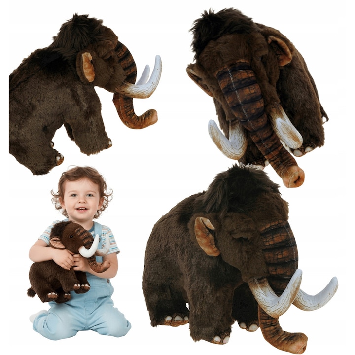 Mamut plusat, 35cm, culoare maro, set de jucarii de plus