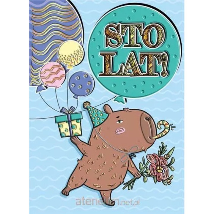 Felicitare set A5 Henry Kapibara Akrobatka, zlocita, cu plic