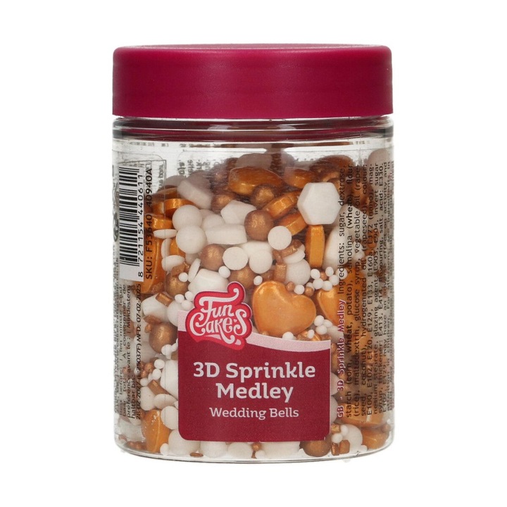 FunCakes 3D szórócukor, Esküvői Harangok, 70g