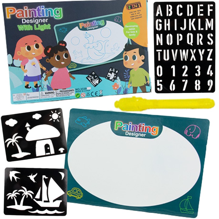 LED markeres rajztábla szett, Madej, 8+, 30x45cm