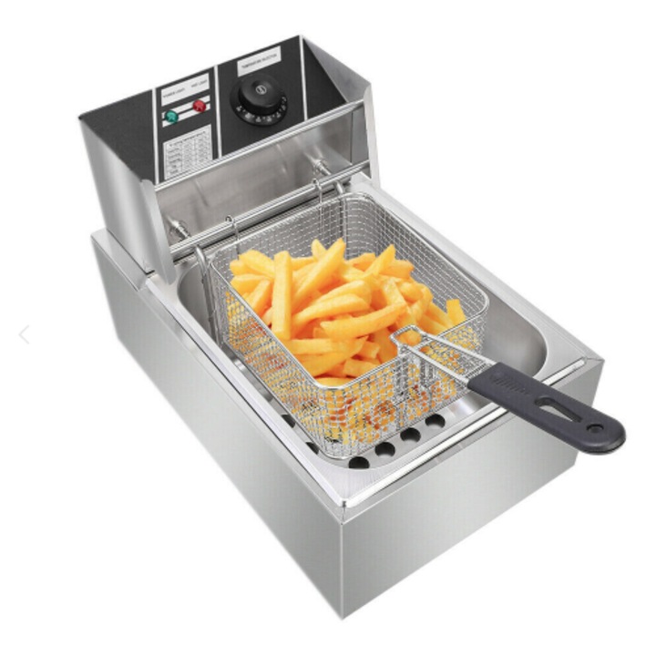 Amir elektromos fritőz, 6L, rozsdamentes acél, tapadásmentes serpenyő