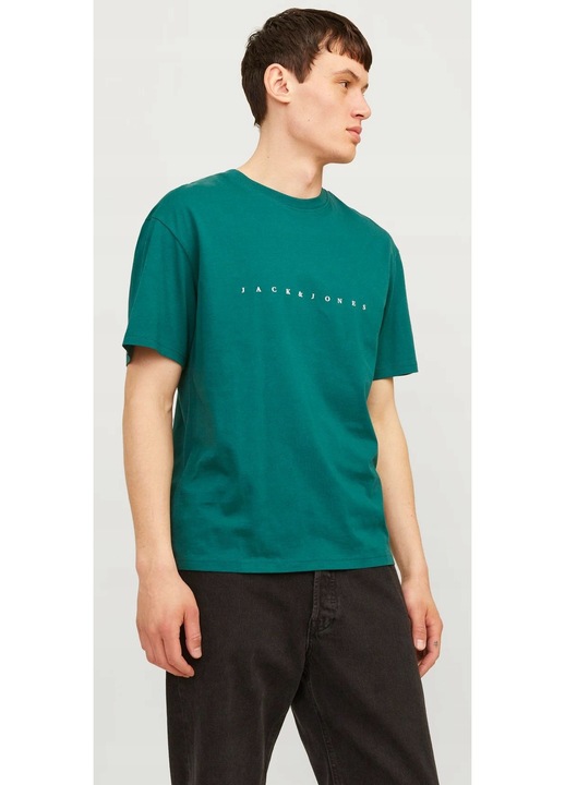 Jack & Jones Jjestar póló, puha mintával, zöld, pamut, M INTL