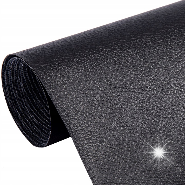 Самозалепващ се материал от екологична кожа, HECKERMANN, 200x137cm, черен, устойчив на мръсотия и влага, дебелина 0,5mm, комплект 1 ролка