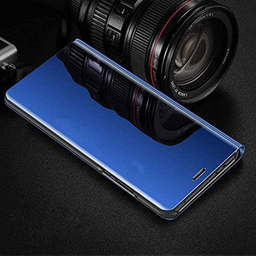 Husa Flip compatibila cu Samsung Galaxy A12, Tip Carte, Oglinda, Albastru