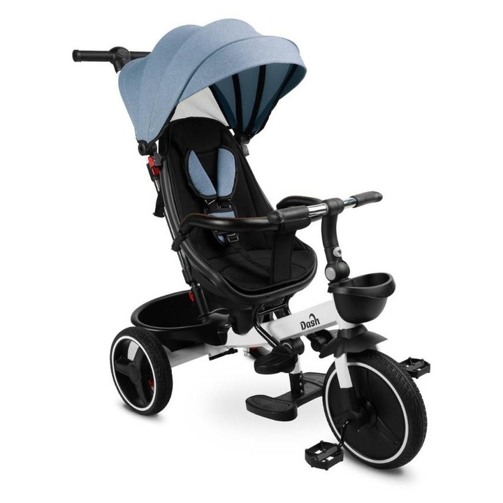 Триколка TOYZ Dash, 3 колела, със сенник, 2 коша, 108x50x100см, синя