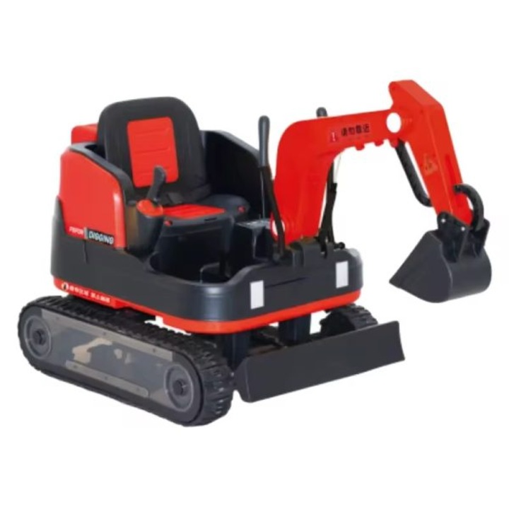 Excavator electric pentru copii DLS-X7, 2 motoare, galben/roșu, 130x58x83cm, telecomandă, funcții multiple