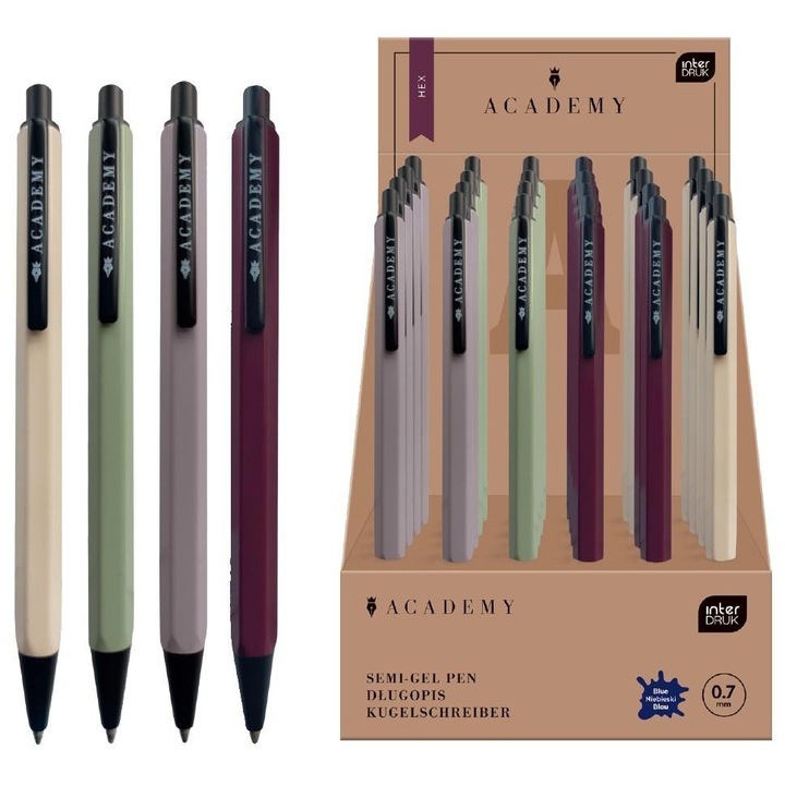 Pixuri metalice Hex Academy, 24 bucati, culoare albastra