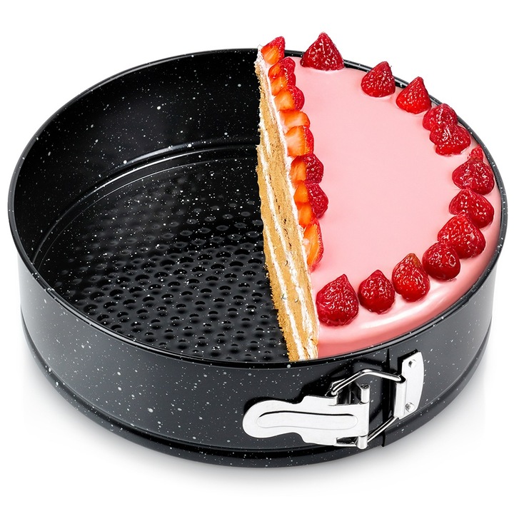 VILDE 24cm-es kerek gránit fekete, sodrott élű sütőtepsi