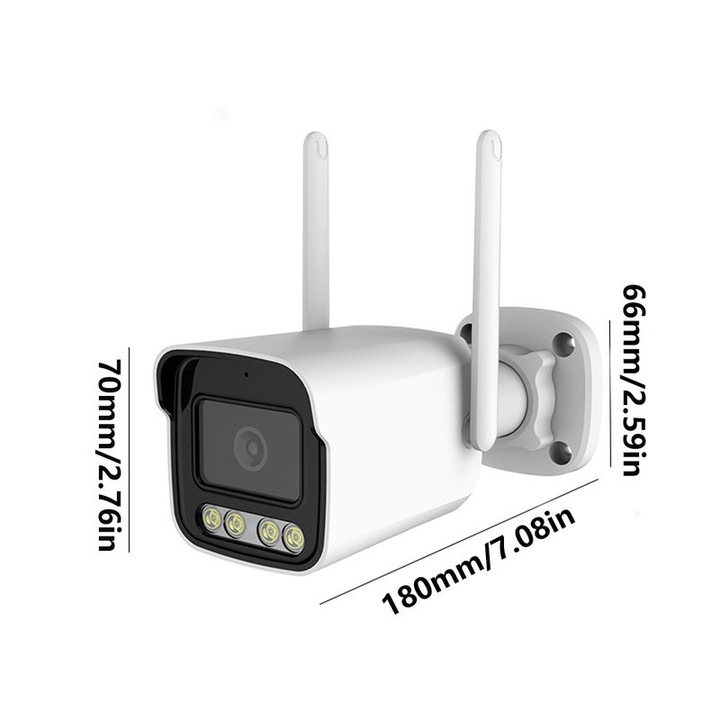 Kültéri térfigyelő kamera 3MP, fehér, víz- és porálló, mozgásérzékelés, távoli megtekintés