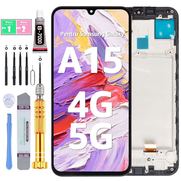 Дисплей LCD Incell за Samsung Galaxy A15 4G/5G, SM-A155F/SM-A156B, тъчскрийн с рамка, черен, Yodoit