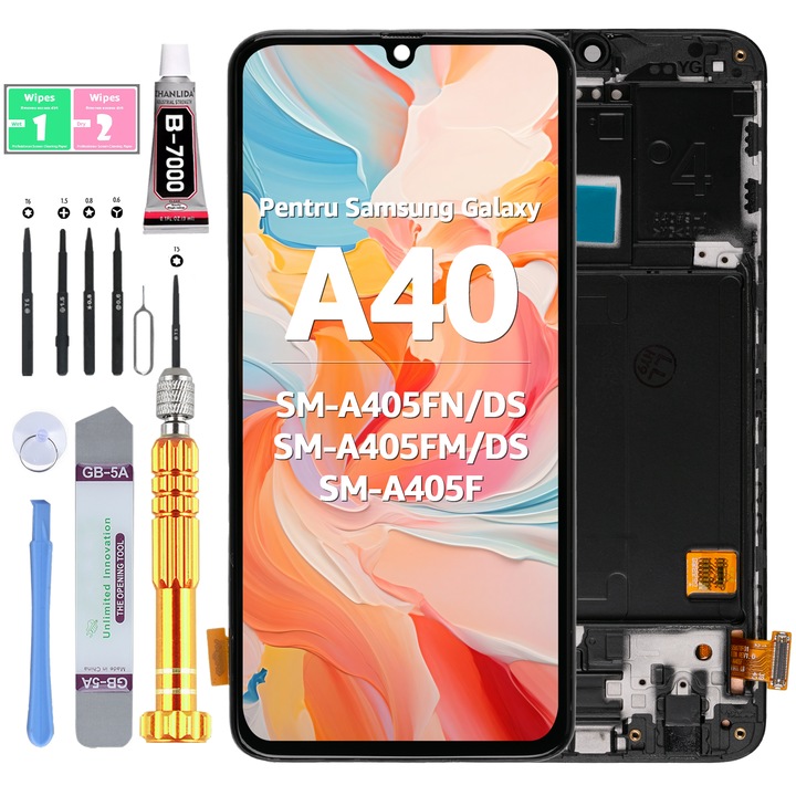 Дисплей LCD Incell за Samsung Galaxy A40, SM-A405FN/DS, тъчскрийн с рамка, черен, Yodoit