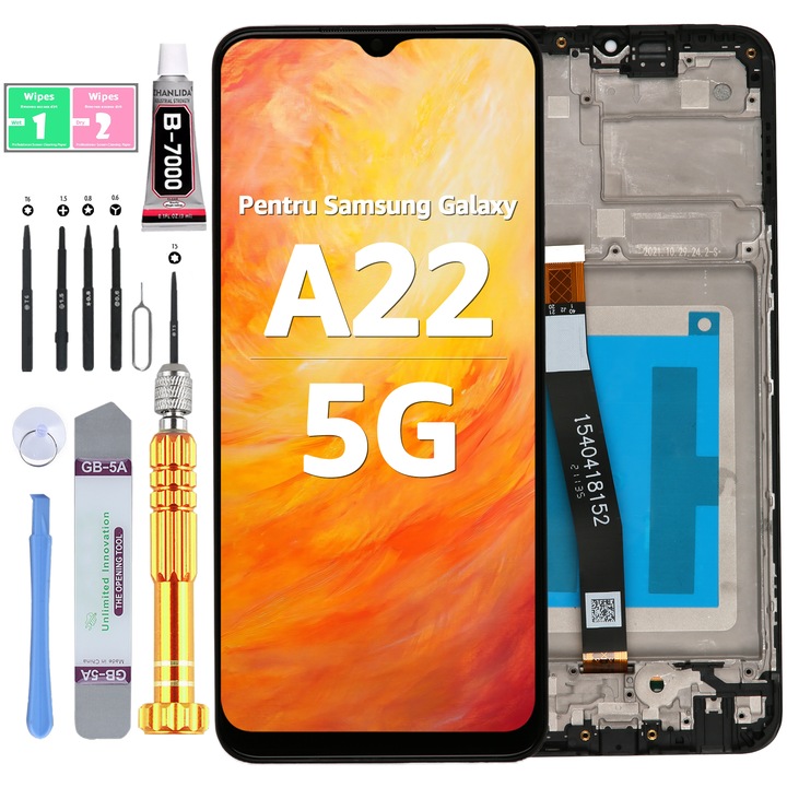 Дисплей LCD Incell за Samsung Galaxy A22 5G, SM-A226B, Тъчскрийн с рамка, Черен, Yodoit