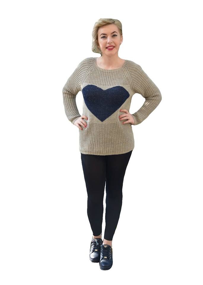 Bluza casual,tricotata,D&J Exclusive, inima, Maro