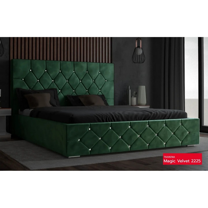 Pat verde din catifea 160x200 cm Titania FURPOL