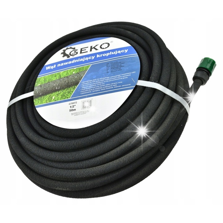 Маркуч за напояване Geko, 50м, 1/2", с конектори, за поливане на растения