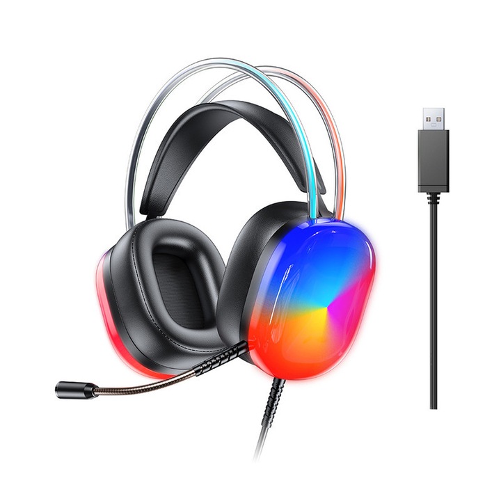 Gaming fejhallgató mikrofonnal, GM-11Pro, 7.1 sztereó térhatású hangzás, modern külső design, hangerőszabályzó, USB csatlakozás, fekete