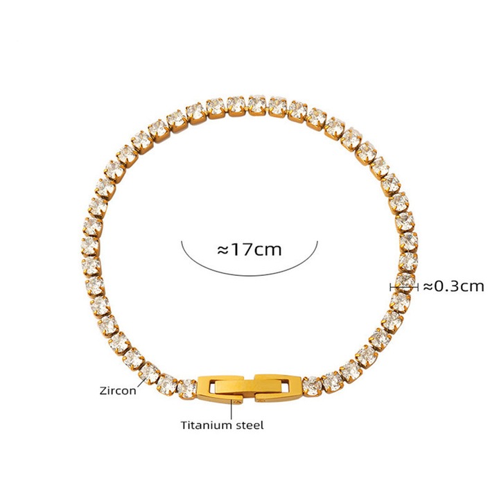 Bratara minimalista din otel titan cu piatra zirconica 3mm, 17cm