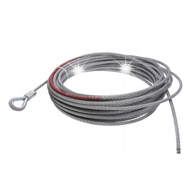 Стоманено въже 28м, 9мм, с кука и лента, за теглична система, Dragon Winch, 7т
