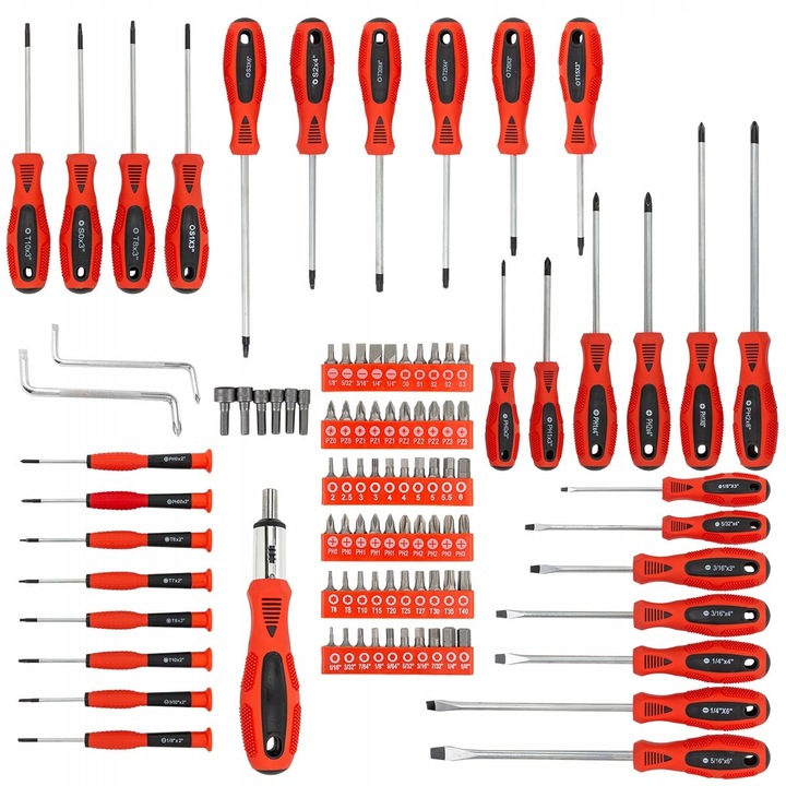 Комплект отвертки JBC, 100 елемента, 4 типа, с магнитни накрайници, 2,6кг