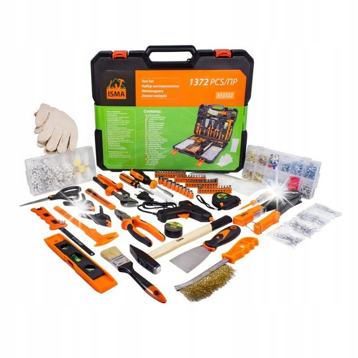 Комплект инструменти 1372el, ISMA, различни инструменти, 1/4", кутия за съхранение