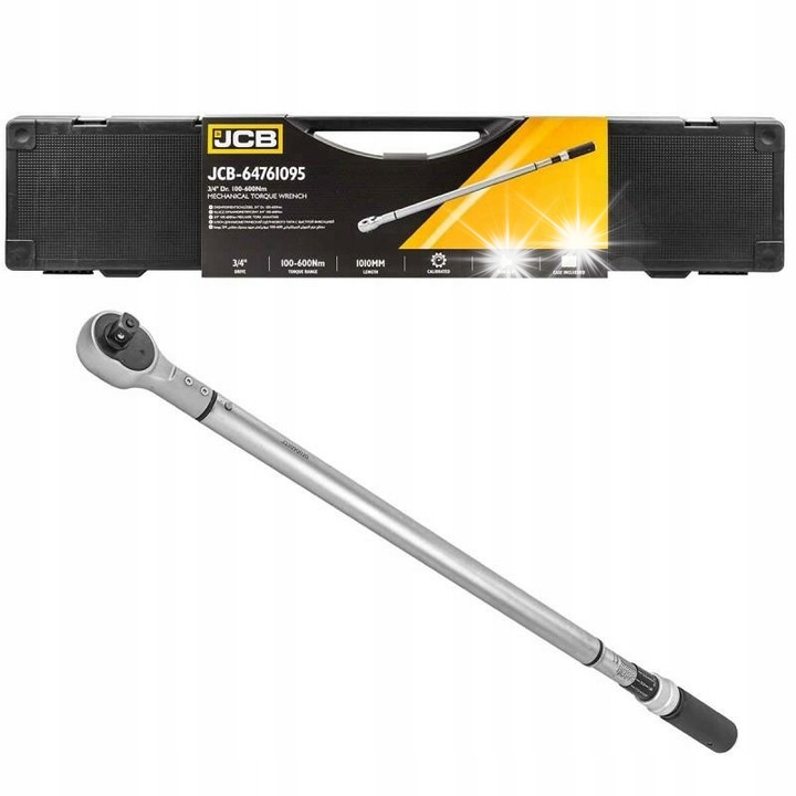 Динамометричен ключ 3/4" 100-600Nm със заключване и сертификат за калибриране, комплект с куфар, JCB