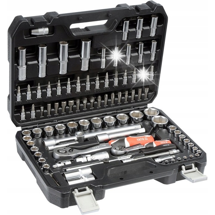 Комплект инструменти Yato 1/2" 94 части, вложки, отвертки, тресчотка, двуцветно покритие