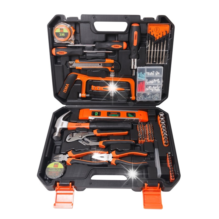 Комплект инструменти 180 части Isma, 1/4", различни накрайници и отвертки, кутия за съхранение