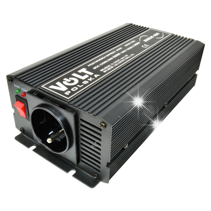 Инвертор за кола Volt 600W 24V/230V, синусоидален, размери 215x148x62mm