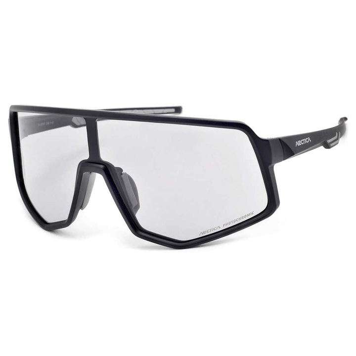 Ochelari sportivi ciclism Arctica S-331F fotocromatici cu lentile din policarbonat, protectie UV400, rama Grilamid rezistenta, negru mat, pentru barbati si unisex, ideali pentru diverse conditii de lumina, dimensiuni 13.5x6cm