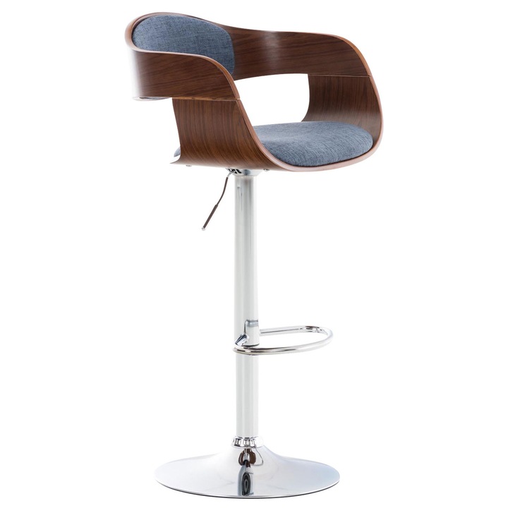 Scaun de bar Kingston C din material textil nuc/albastru