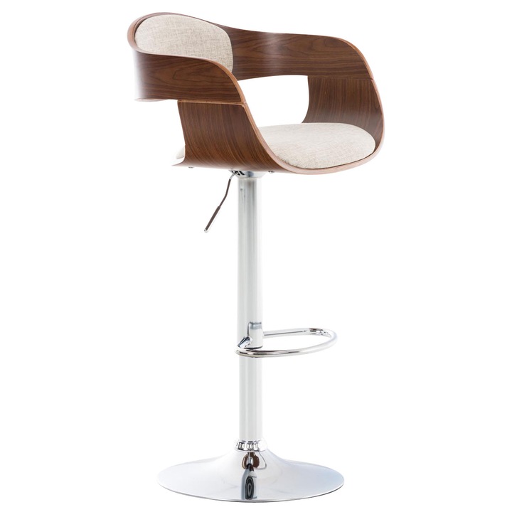 Scaun de bar Kingston C din material textil nuca/smantana