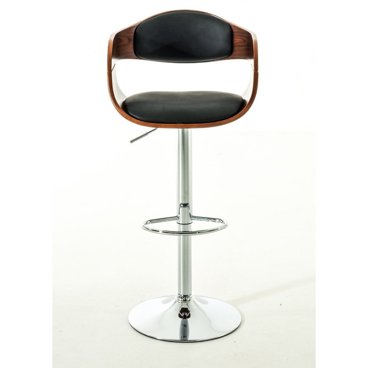 Set de 2 scaune de bar Kingston C din piele ecologica nuc/negru