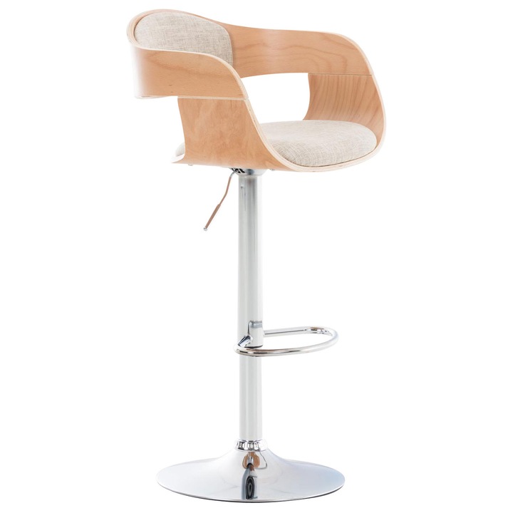 Scaun de bar Kingston C din material textil natural/crema