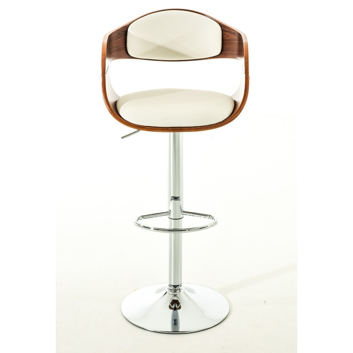 Set de 2 scaune de bar Kingston C din piele ecologica nuc/alb