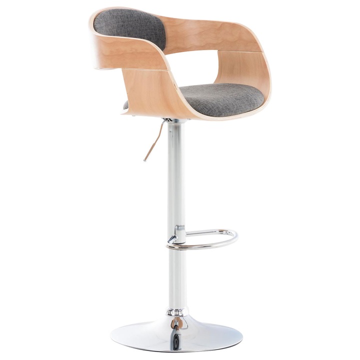 Scaun de bar Kingston C din material textil natural/gri deschis
