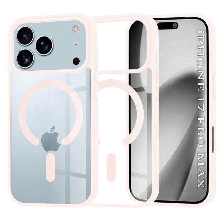 Tok iPhone 17 Pro Max-hoz MagSafe-el Crystal Clear Back Series - rózsaszín