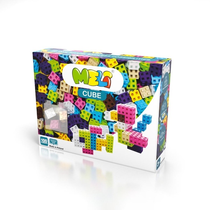 Set de blocuri de constructie Meli Cube roz 100 bucati