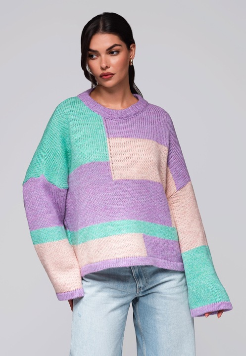 Színes pulóver LARICA LW-SWSW-0108, Halványlila, One Size