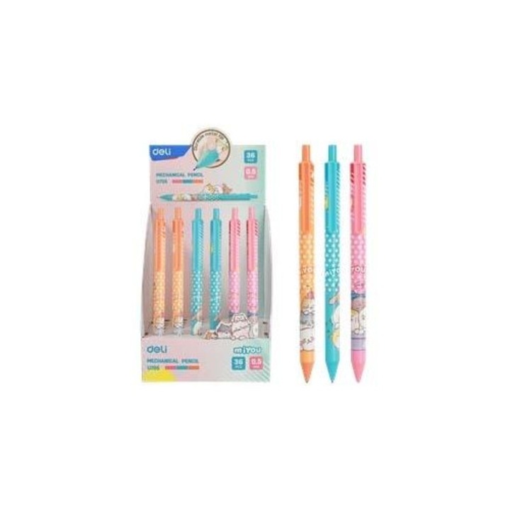Автоматичен молив Deli, 3 цвята, ергономичен, комплект 36 броя