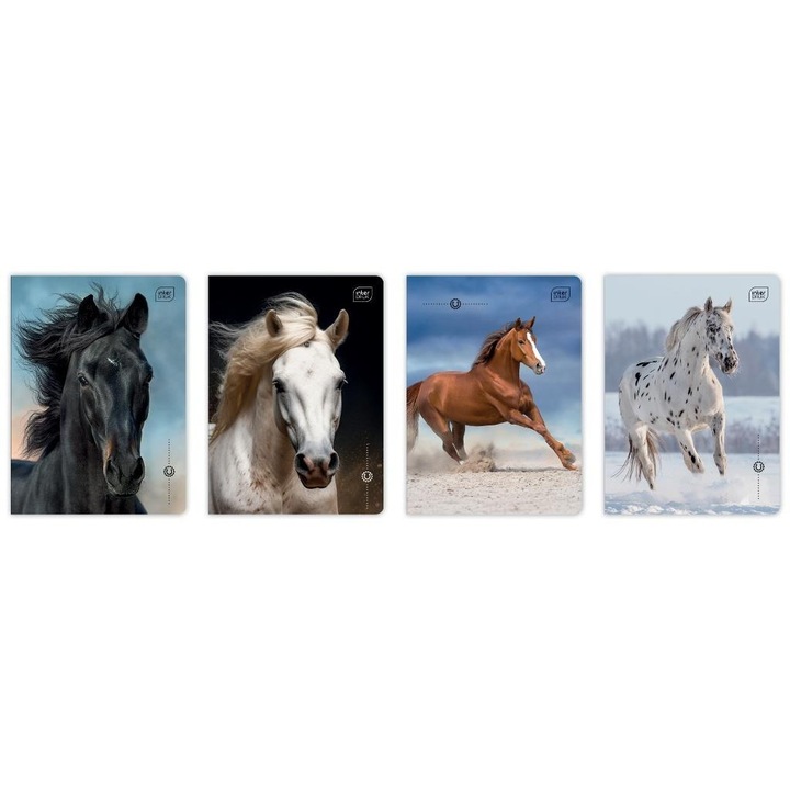 Caiet A5 3 culori linie 70g Wild Horses set 20 bucati