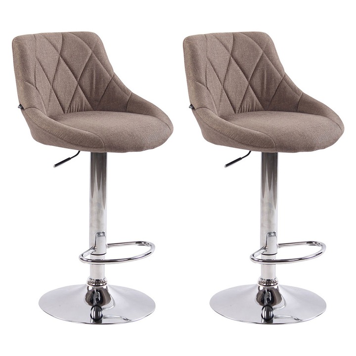 Set de 2 scaune de bar LMN Lazio, reglabil, gri-maro, 49x46x83-104cm
