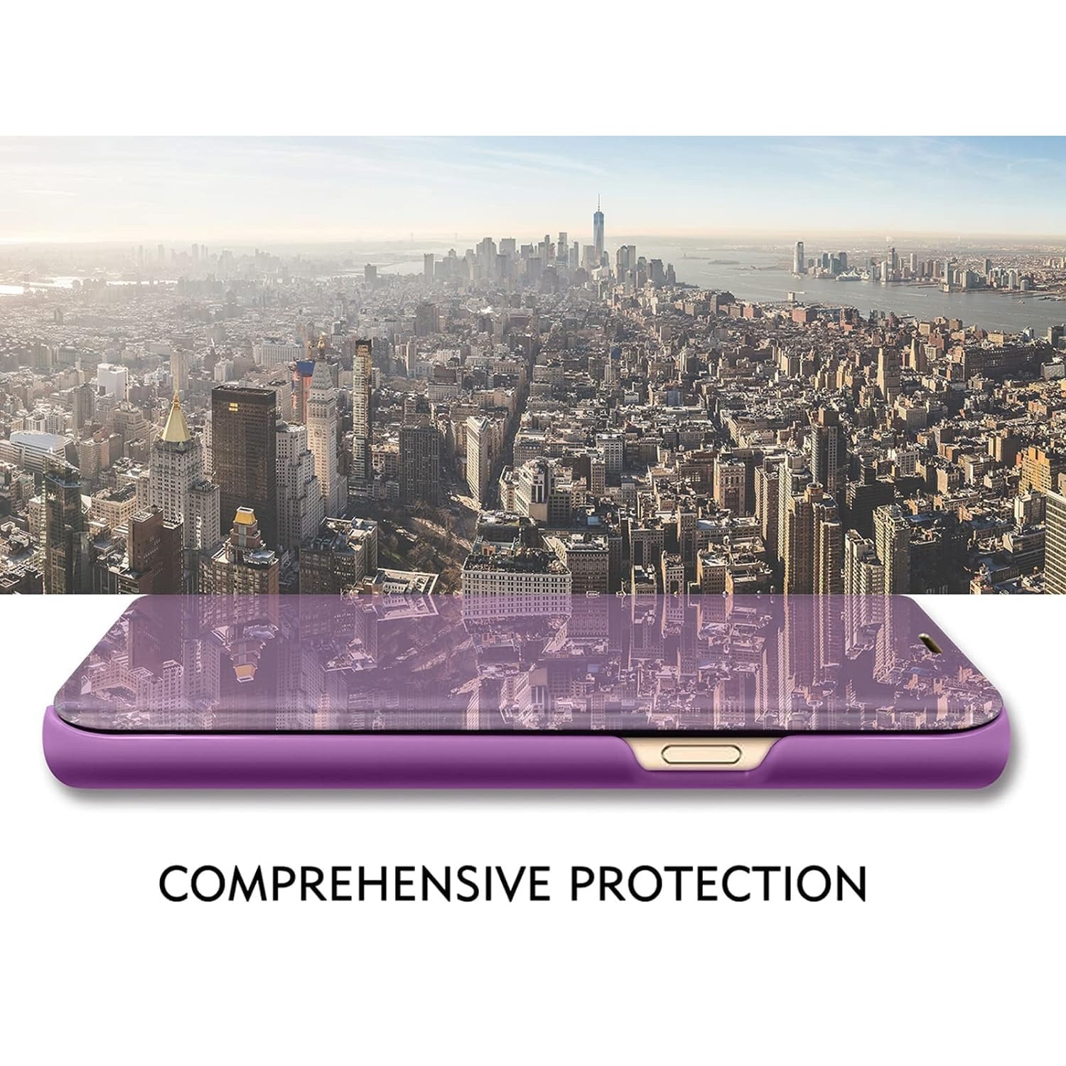 Husa Flip comaptibila cu Huawei P40 Lite, Tip Carte, Oglinda, Mov