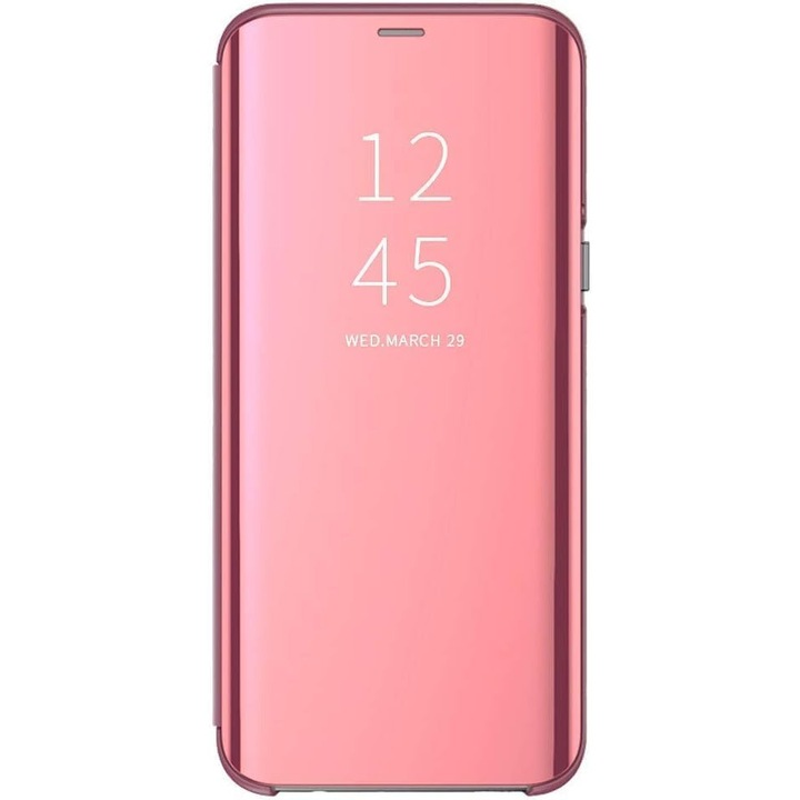 Flip tok, kompatibilis Samsung Galaxy A20 / A30-hoz, Könyv típusú, Tükör, Rózsaszín