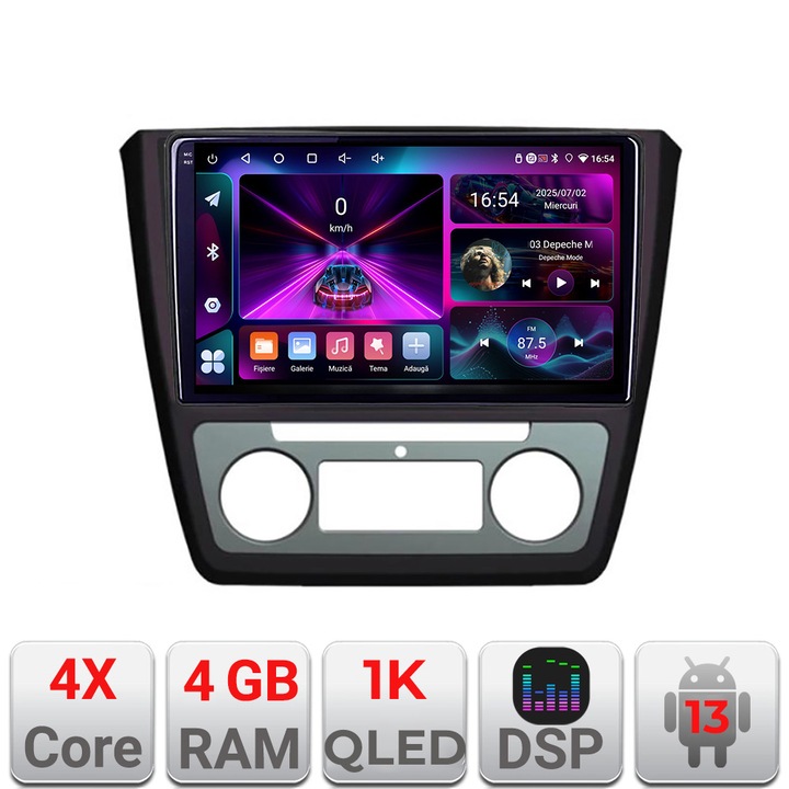 Navigatie Skoda Yeti 2009-2014 A-YETI 4+64 InCell Display 1K Android Waze USB Navigatie Internet Youtube Radio